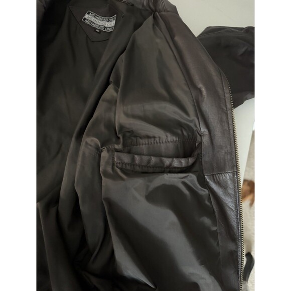 Members Only Men’s Brown Leather Full Zip Jacket Size 46 Lined Bomber Jacket EUC - Picture 9 of 12